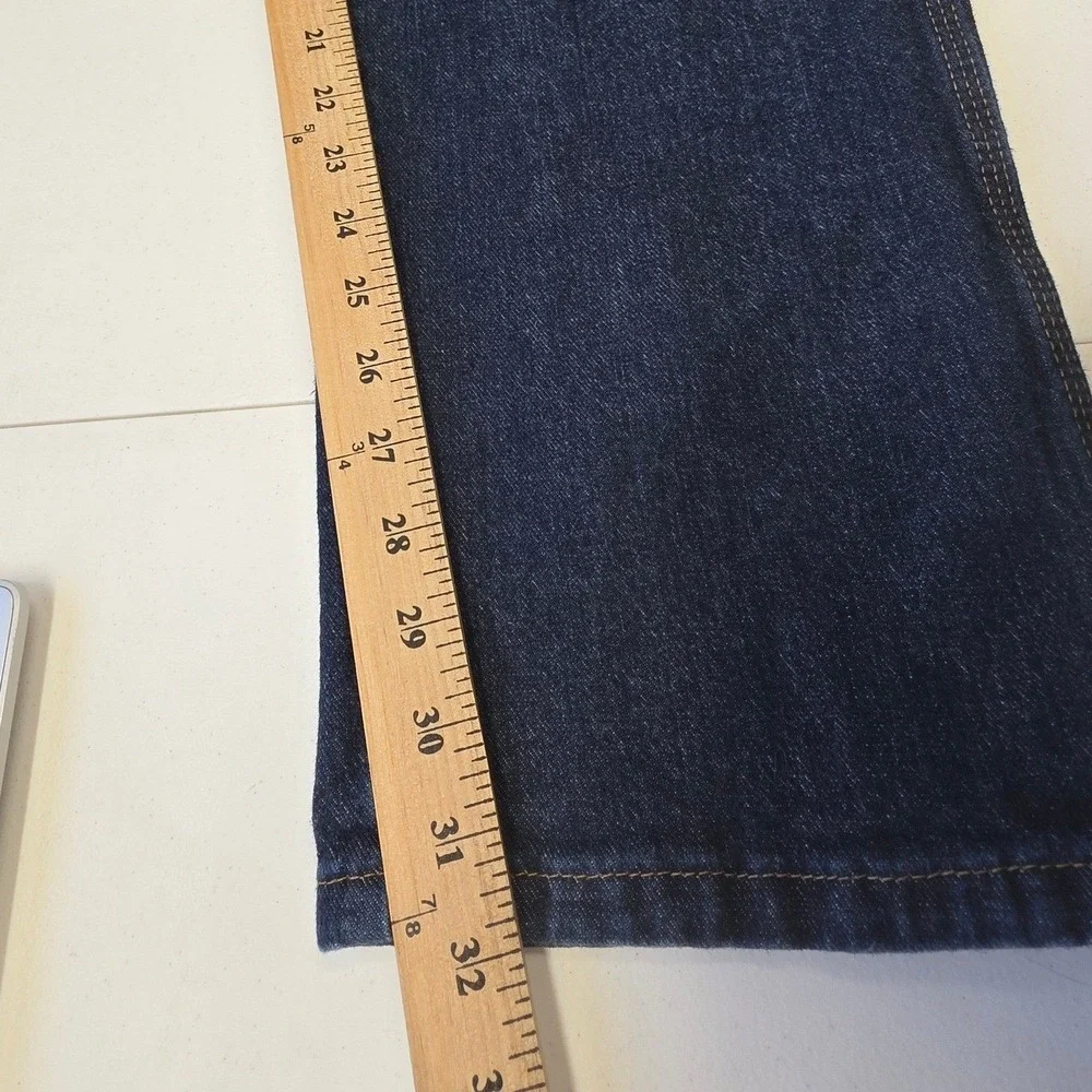 Wrangler Riggs Workwear Mens Dark Wash Straight Leg Jeans 3W044DS 38x32 Stretch - Picture 8 of 8